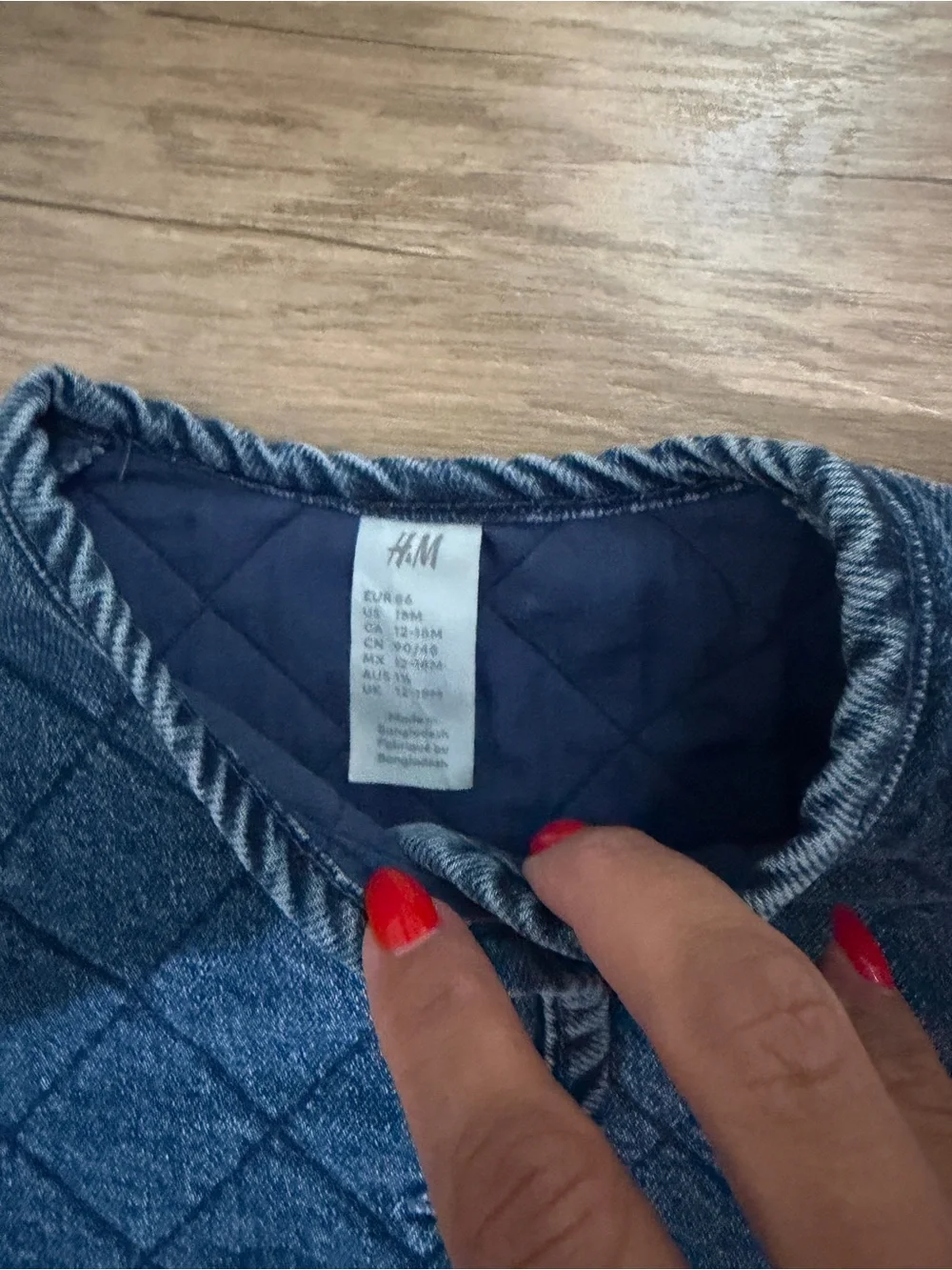 H&M Quilted Dark Blue Button-Up Jean Jacket for Kids
